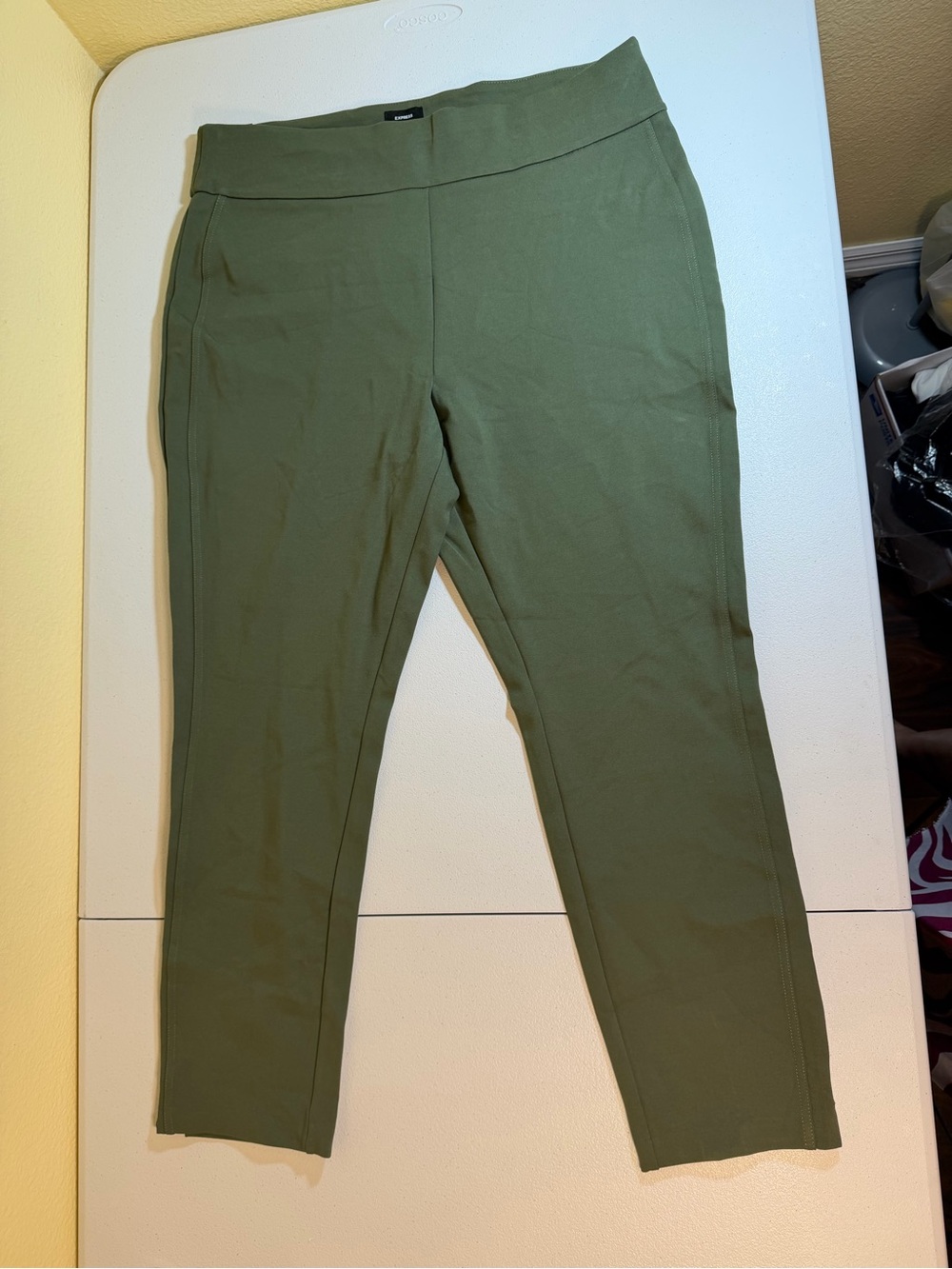 Express Olive Green Pull-On Ankle Pants Size XL High Rise Stretch Slim Leg NWT - Picture 9 of 10